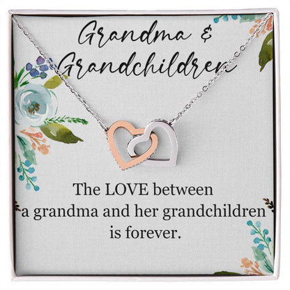 Grandmother Love Necklace, Interlocking Hearts Necklace Gift for Nana, Sentimental Message Card, I Love You Nany